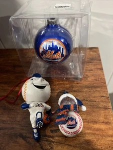 New York Mets Vintage Christmas Ornaments Set Of 3 - Picture 1 of 10