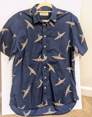 BALI BOAT SHED navy and bird print casual cotton men's shirt size L slim fit  - Image 1 of 4