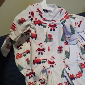 Carters Kleinkind Jungen weiß Santa & Train Weihnachten Footie Schlafanzug Pyjama - Bild 1 von 4
