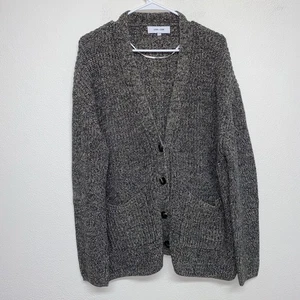 Anthropologie John & Jenn grün & beige Oversize Knopfleiste Cardigan Pullover Lg - Bild 1 von 9