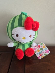 Peluche giocattolo Hello Kitty anguria frutta tuta 6 pollici Sanrio regalo carino nuovo con etichetta - Foto 1 di 5