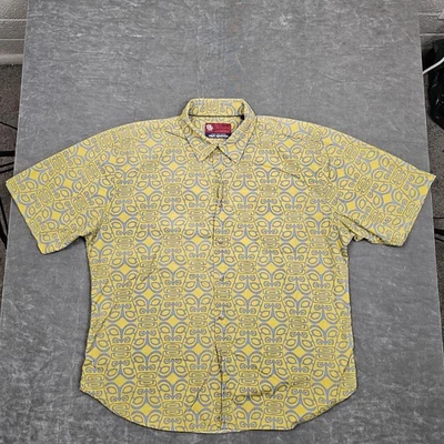 Camisa Reyn Spooner Alfred Shaheen Para Hombres 2XL Amarilla Hawaiana Tiki Botón Delantero Foto 1 de 4