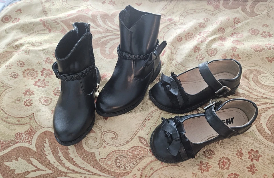 Girls Kids School one  pair Fur line Boots and 0ne pair Mary Jane shoes Size 11 - Image 1 of 4