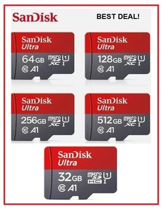 SanDisk Micro SD Card Ultra Memory 32/128GB Class 10 TF SDXC Mobile USB Reader - Picture 1 of 8