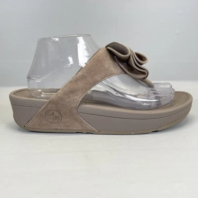 FitFlop Yoko Sandals Womens Size 9 Taupe Suede Flower Thong Casual Slip On Shoes - Image 1 of 4