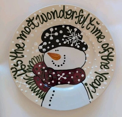 EXPRESSLY YOURS Muñeco de Nieve Plato 11" Navidad Vacaciones Temporada  Foto 1 de 4