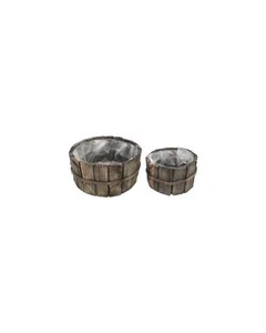 Set 2pz mastelli in legno cm 28 h14 dm20 h12 grey nat - Foto 1 di 1