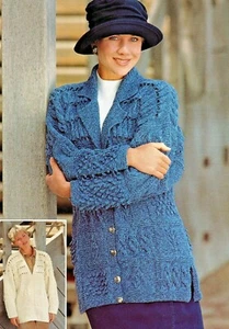 1195 LADIES DK PATCHWORK STYLE JACKETS 32-42" VINTAGE KNITTING PATTERN COPY - Picture 1 of 2