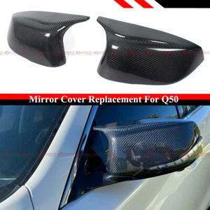 FOR 2014-2024 INFINITI Q50 Q60 M STYLE CARBON FIBER REPLACEMENT MIRROR CAP COVER - Picture 1 of 4
