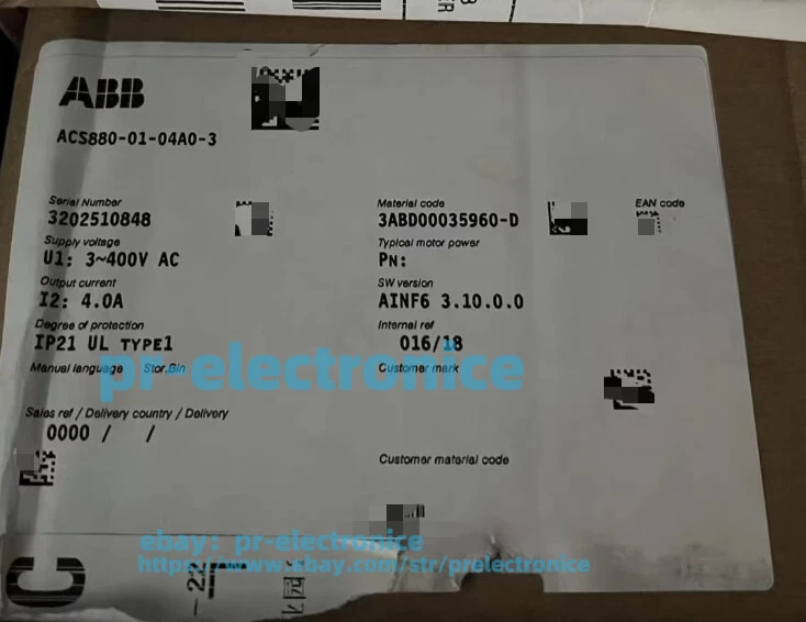 ACS880-01-04A0-3 inverter#Pr - Image 1 of 1