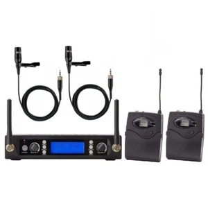 UHF Dual Wireless CVL Lavalier Microphone System Cardioid Lapel Tie Clip mics - Picture 1 of 2