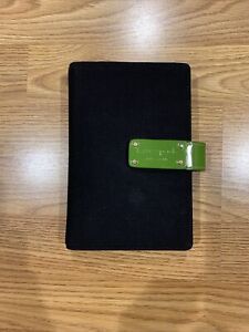 Kate Spade New York Black And Green Canvas Day Planner “Anne” 6 Ring Bound