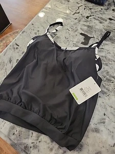 Next Stripe Impact Double Up Tankini Top 32 B/C NWT NEW Reg $78 Black and White - Picture 1 of 15