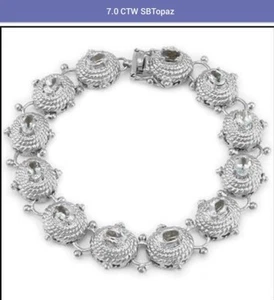 Womens White Gold Rhodium Finish 7 Inch Bracelet - Picture 1 of 12
