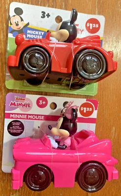Disney Junior Pull-Back Cars – Mickey & Minnie Mouse Lot of 2 – 3.5" Vehicles – - Image 1 of 4