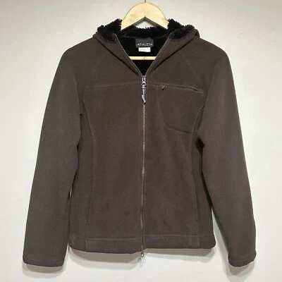 Chaqueta con Capucha Athleta Polar Cremallera Para Mujer S Marrón Oso de Peluche Forro Atletismo Foto 1 de 4