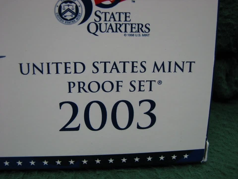 2003  U.S. Proof Set  10 Coins  In ORIGINAL U.S. Mint  Box  W/ C.O.A Cover