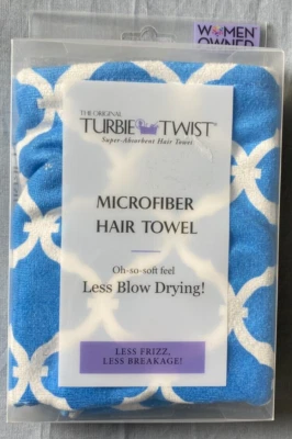 The Original Turbie Twist Microfiber Hair Towel Blue & White NEW * See Note - Image 1 of 4