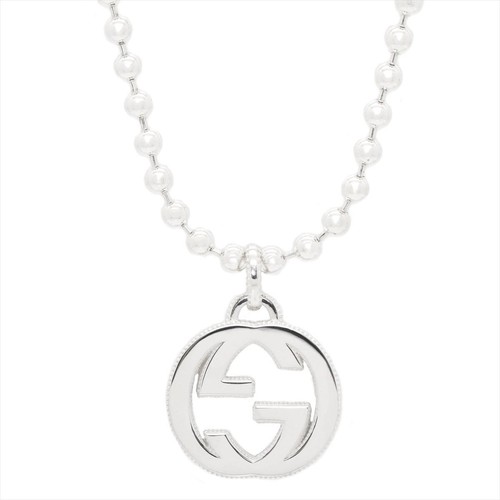 Collana con ciondolo G ad incastro Gucci catena a sfera argento Ag925 usata come nuova