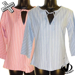 CAMISA TOP DE MUJER DE MUÑECAS VUDÚ ""HIPPY TOP"" A RAYAS AZUL MARINO CEREZA 8 12 14 NUEVO PRECIO DE VENTA SUGERIDO POR EL FABRICANTE £25 - Imagen 1 de 3