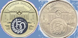 Set of 2025 Canada Supreme Court Anniv Col + NCol Loonie Dollar Mint UNC $1 Coin - Picture 1 of 4