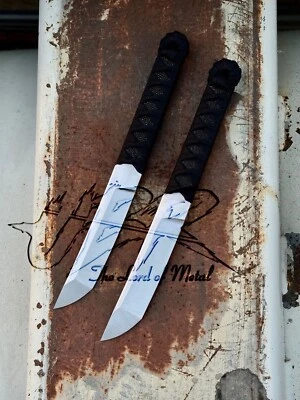 UBR CUSTOM HANDMADE D2 TOOL STEEL HUNTING WAKIZASHI KNIFE WITH LEATHER SHEATH - Image 1 of 2