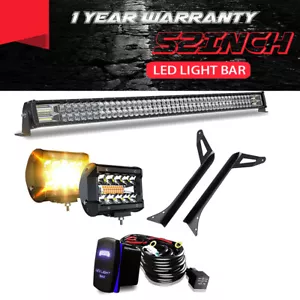 52" 5D LED Light Bar+4" LED Pods Strobe Fog Light For 87-95 Jeep Wrangler YJ - Picture 1 of 9