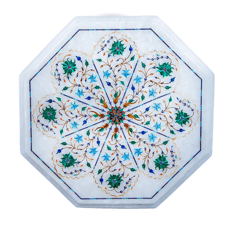 12" Marble Center Coffee Table Inlay Mosaic Marquetry Handmade Home Decor - Image 1 of 1