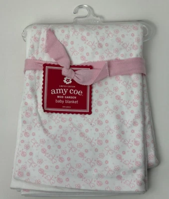 NWT Amy Coe Limited Edition Mod Garden Pink White Butterfly Baby Crib Blanket - Image 1 of 4