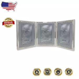 Classic 8x10 Silver Plated Double Bead Hinged Photo Frame for Three Pictures - Picture 1 of 2