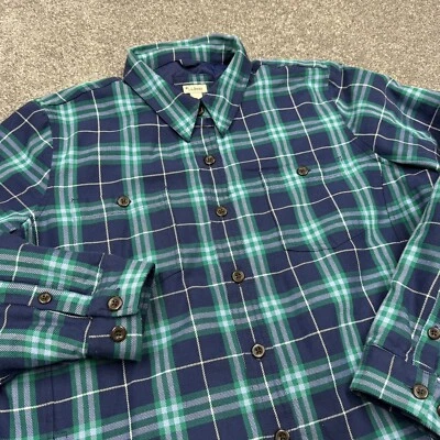 LL Bean Shirt Men XL Blue Plaid Button Down Outdoor Hike Work Heavy Lined Warm - Image 1 of 4