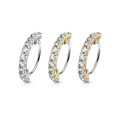 Brincos de cartilagem de concha CZ forrado de argola nariz hélice Daith Tragus anéis labiais  - Imagem 1 de 4