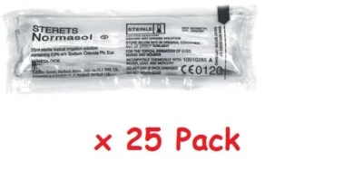25 x Sterets Normasol Saline Solution Sachet 25ml Sterile Wound Cleaner