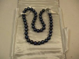 Josh Bazar Imperial Blue Pearls 20" Strand Necklace Sterling Silver Clasp - Picture 1 of 13