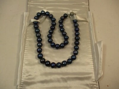 Josh Bazar Imperial Perlas Azules 20" Collar Hilo Cierre Plata Esterlina Foto 1 de 4