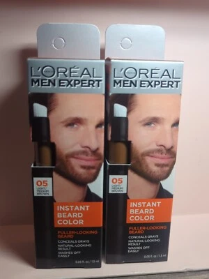 Lote 2 L'Oreal Hombres Experto Barba Instantánea #05 Marrón Claro Medio Lavado Fácilmente  Foto 1 de 4