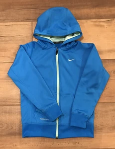 Nike Girls Therma-Fit Hooded Sweatshirt Full Zipper Long Sleeve Size Medium Blue - Picture 1 of 6