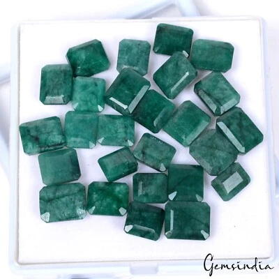 232.60 Ct 12-14mm Radiant Cut Natural Zambian Green Emerald Loose Gemstones 26Pc - Image 1 of 4