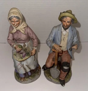 Vintage HOMCO #1433 Old Man/Woman Farmers/Working Class Figurines - Picture 1 of 1