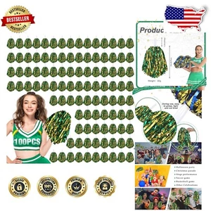 Team-Ready 100 Metallic Cheerleader Pom Poms - Perfect for Any Occasion - Picture 1 of 9