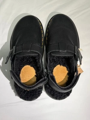 Dr Martens Jorge II Black Faux Fur Sling Back Mules Shoes Men's 6 / Women's 7 - Image 1 of 4