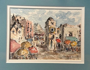 MASSIMO M. FEDERICO SIGNED ITALIAN WATERCOLOR PAINTING GALLERIA D'ART VIA ITALY - Picture 1 of 15