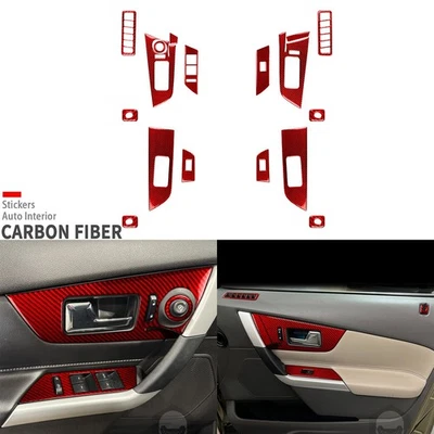 17Pcs Red Carbon Fiber Full Interior Door Panel Trim Kits For Ford Edge 2011-14 - Image 1 of 4