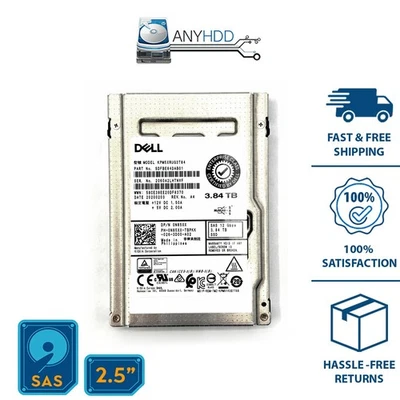 Dell 3.84TB SAS SSD – KPM5XRUG3T84 – P/N SDFBE84DAB01 – 0N85XX - 2.5in 12gbs - Image 1 of 2