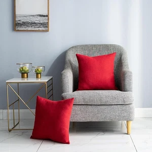 Set of 2 Square Pillowcase 20 x 20 inch Red - Picture 1 of 4