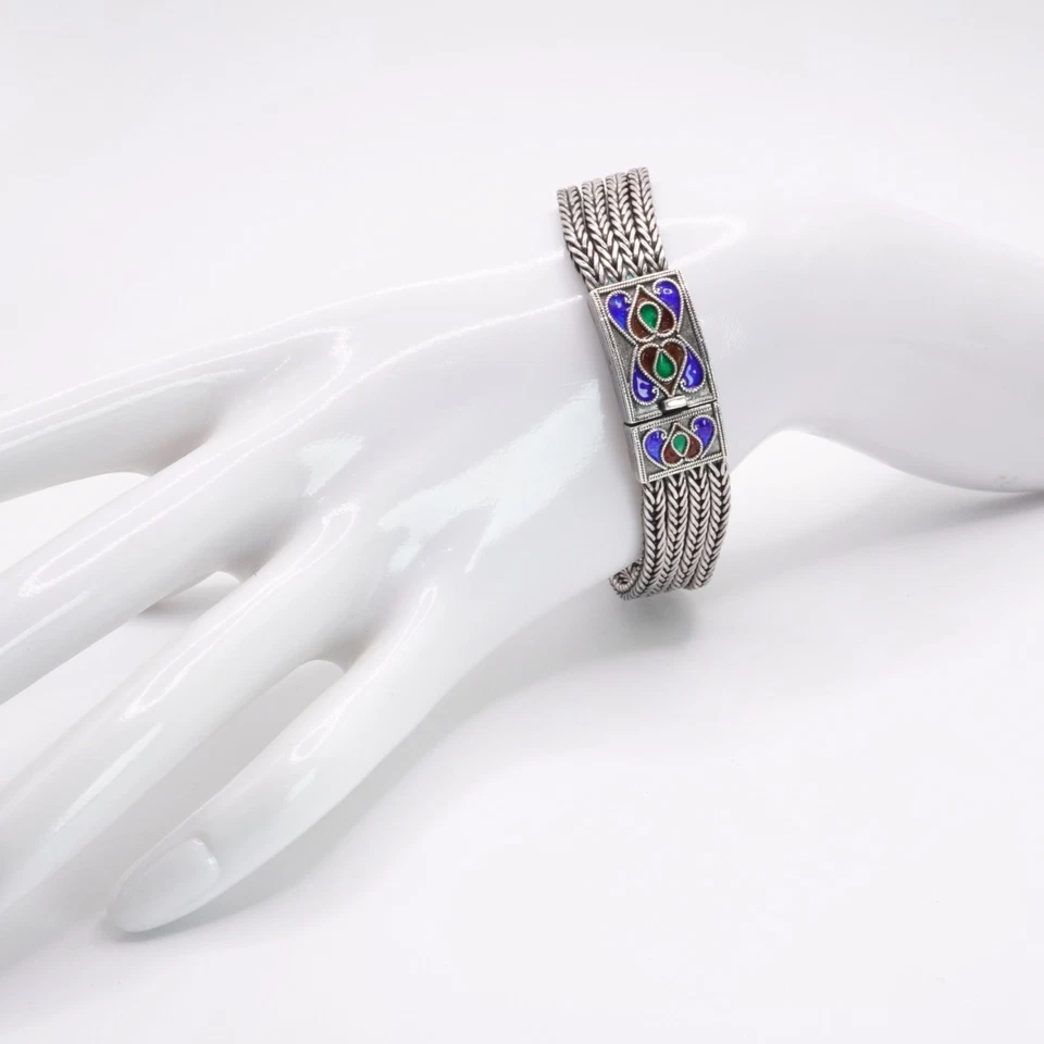bracciale antico argento 925 smalti - Immagine 1 di 4