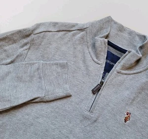 Maglione pullover US Polo Assn grigio uomo 1/4 zip a costine taglia media preppy - Foto 1 di 6
