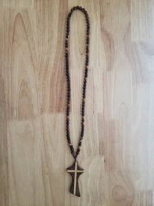 Wooden Rosary for Men Women Wood Prayer Beads & Wood Crucifix Cross - Picture 1 of 8