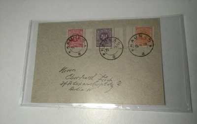 1919 Lituania Kaunas a Alemania Cubierta Juego Completo Berlín Mi#27-29. Experto Foto 1 de 2