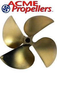 Acme 1285 14.5 x 14.25 Inboard Propeller Cupped Splined Bore 4 Blade - Foto 1 di 17